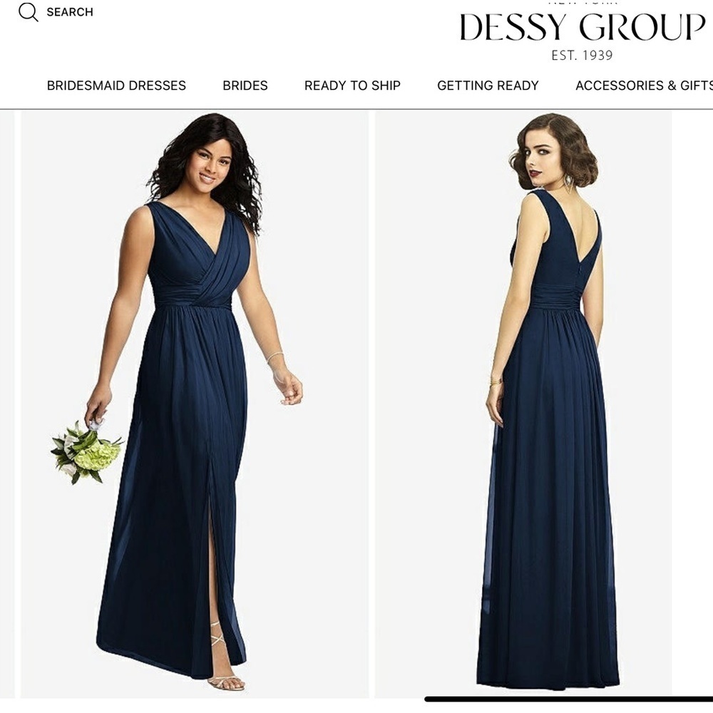 Dessy Collection Sleeveless Draped Chiffon Maxi Dress Midnight Navy Size 8